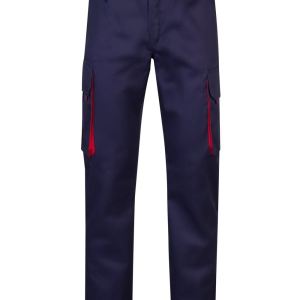 pantalon multibolsillos bicolor marino/rojo
