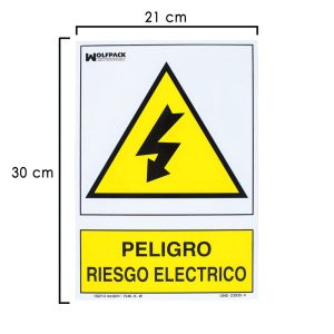 cartel peligro riesgo electrico 30*21