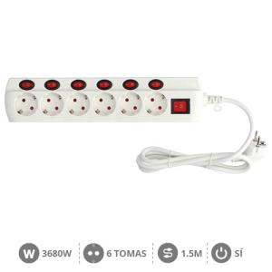 base alargo 6 tomas  6 interruptores 1.5mt gsc
