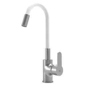 grifo fregadero omnia caño blanco flexible