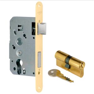 cerradura embutir puerta de madera inther u10/60 canto redondo+ cilindro i5 60