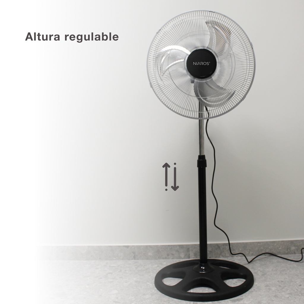 ventilador pie metálico 70 w altura regulable niaros - Imagen 3