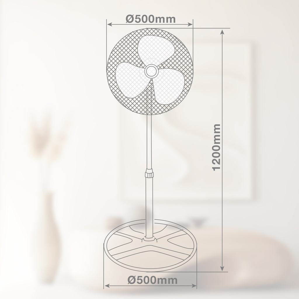ventilador pie metálico 70 w altura regulable niaros - Imagen 2